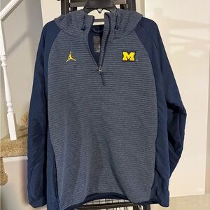 Blue and Gray Hooded Jacket with Michigan Logo